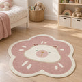 Quincey Kids Plush Area Rug – Pink & White in a nursery
