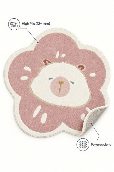 Quincey Kids Plush Area Rug – Pink & White – features