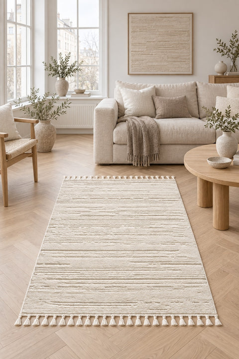 Quincey Modern Shag Area Rug in a living room