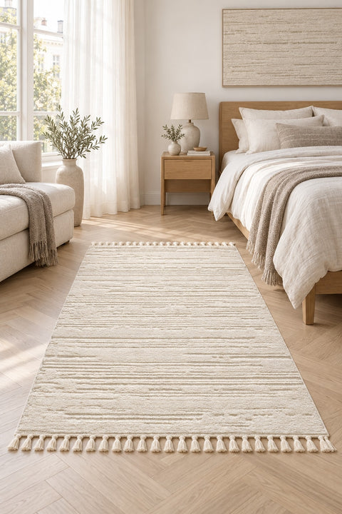 Quincey Modern Shag Area Rug in a bedroom