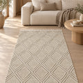 Quincey Modern Shag Area Rug – Beige in a living room