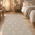 Quincey Modern Shag Area Rug – Beige in a bedroom