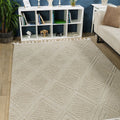 Quincey Modern Shag Area Rug – Beige in a living room