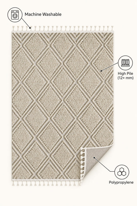 Quincey Modern Shag Area Rug – Beige – features