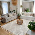 Quincey Modern Shag Area Rug – Cream in a living room