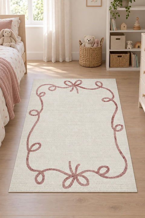 Quincey Plush Kids Area Rug – Cream in a nursery