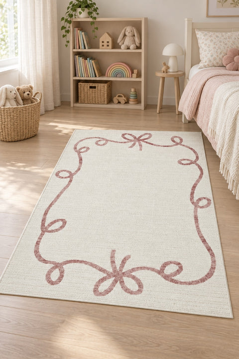 Quincey Plush Kids Area Rug – Cream in a nursery