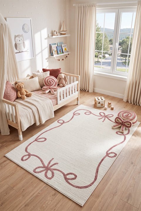 Quincey Plush Kids Area Rug – Cream in a nursery