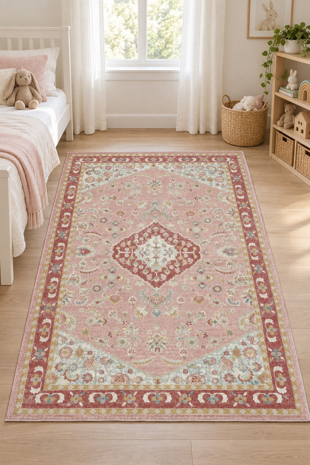 Quincey Plush Kids Area Rug – Cream & Beige in a nursery