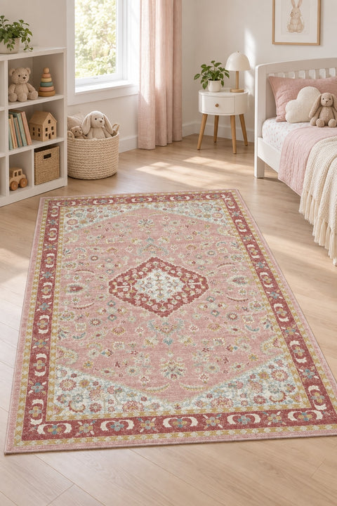 Quincey Plush Kids Area Rug – Cream & Beige in a nursery