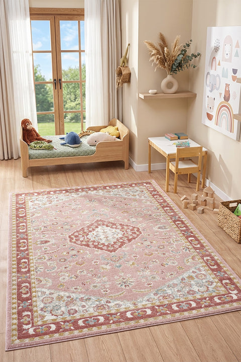 Quincey Plush Kids Area Rug – Cream & Beige in a nursery
