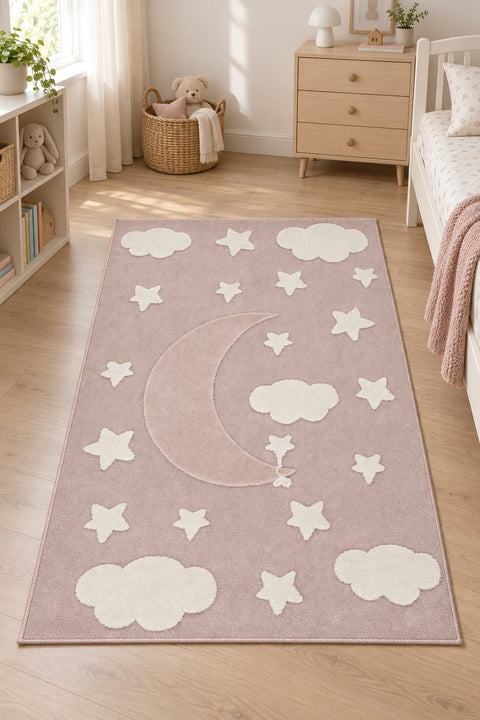 Quincey Plush Kids Area Rug – Pink in a nursery
