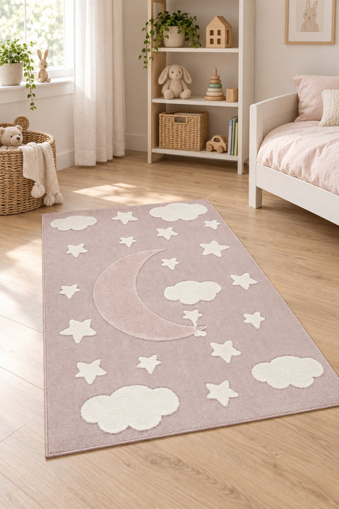 Quincey Plush Kids Area Rug – Pink in a nursery