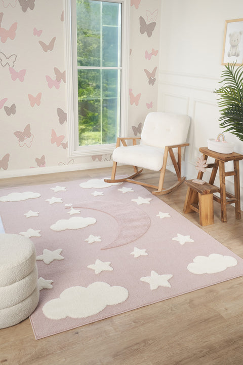 Quincey Plush Kids Area Rug – Pink in a nursery