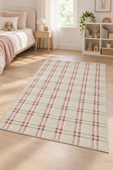 Quincey Plush Kids Area Rug – Plaid in a nursery