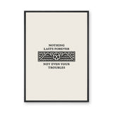 Quote Typography Wall Art – Nothing Lasts Forever Skull Wings Print
