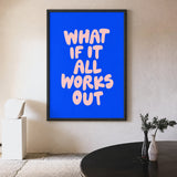 Quote Typography Wall Art – Pink Bubble Letter Motivation on Blue