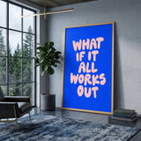 Quote Typography Wall Art – Pink Bubble Letter Motivation on Blue