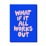 Quote Typography Wall Art – Pink Bubble Letter Motivation on Blue