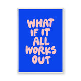 Quote Typography Wall Art – Pink Bubble Letter Motivation on Blue