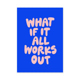 Quote Typography Wall Art – Pink Bubble Letter Motivation on Blue