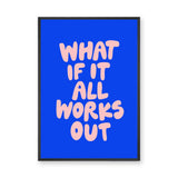 Quote Typography Wall Art – Pink Bubble Letter Motivation on Blue