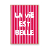 Quote Typography Wall Art – Pink French Saying in Retro Pop Style