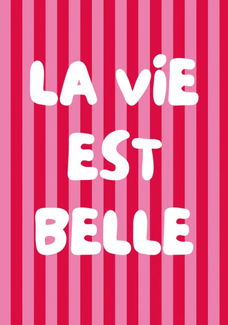Quote Typography Wall Art – Pink French Saying in Retro Pop Style