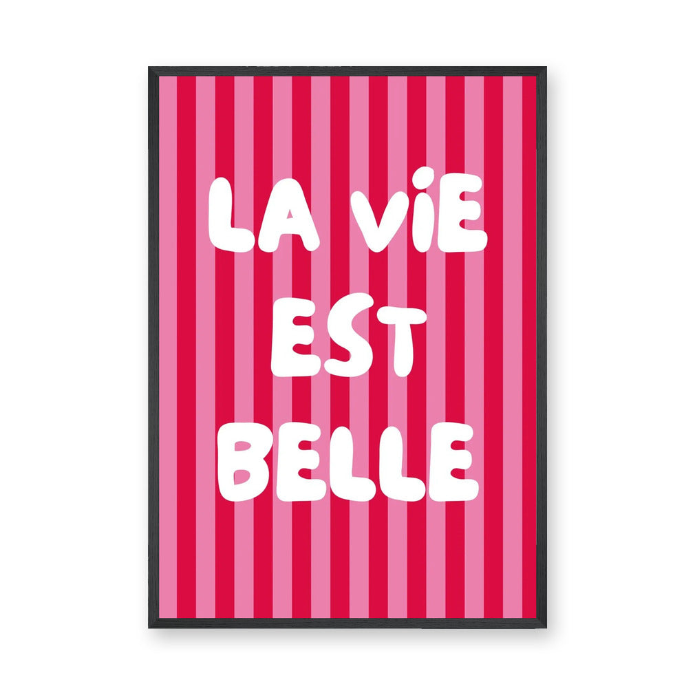 Quote Typography Wall Art – Pink French Saying in Retro Pop Style