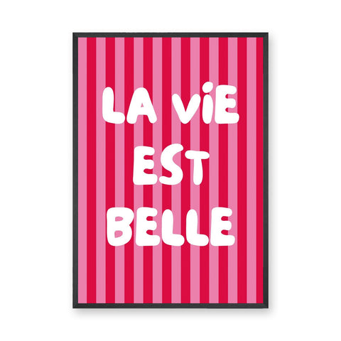 Quote Typography Wall Art – Pink French Saying in Retro Pop Style