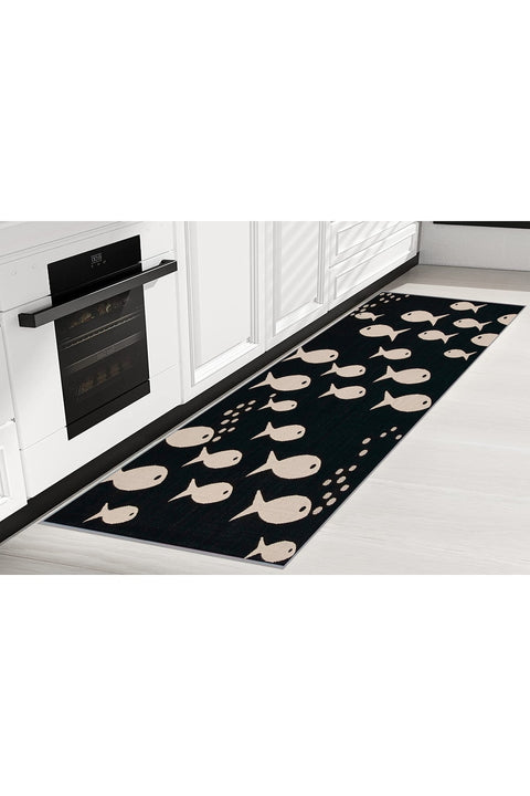 R2048 Printed Kitchen Rug in a kitchen