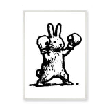 Rabbit Pop Art Wall Art – Black-and-White Boxing Bunny Print