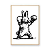 Rabbit Pop Art Wall Art – Black-and-White Boxing Bunny Print