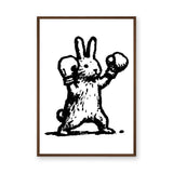 Rabbit Pop Art Wall Art – Black-and-White Boxing Bunny Print