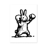 Rabbit Pop Art Wall Art – Black-and-White Boxing Bunny Print