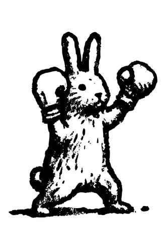 Rabbit Pop Art Wall Art – Black-and-White Boxing Bunny Print