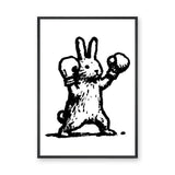 Rabbit Pop Art Wall Art – Black-and-White Boxing Bunny Print
