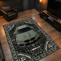 Racing Car Retro Kids Rug in a living room