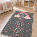 Rainbow Hopscotch Kids Area Rug in a nursery
