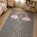 Rainbow Hopscotch Kids Area Rug in a nursery
