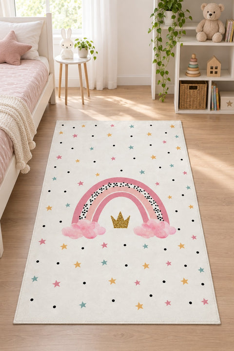 Rainbow Kids Area Rug in a nursery