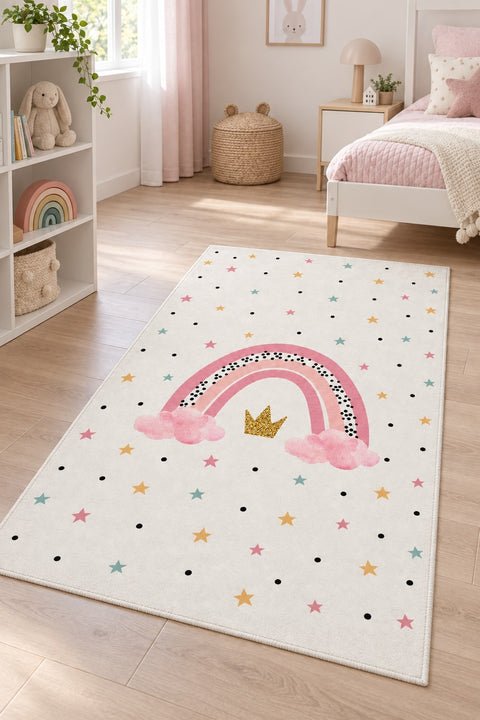 Rainbow Kids Area Rug in a nursery