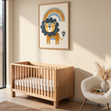 Rainbow Lion Kids Nursery Wall Art – Cute Boho Animal Print