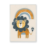 Rainbow Lion Kids Nursery Wall Art – Cute Boho Animal Print