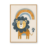Rainbow Lion Kids Nursery Wall Art – Cute Boho Animal Print