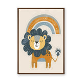 Rainbow Lion Kids Nursery Wall Art – Cute Boho Animal Print