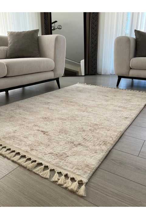 Raised Abstract Modern Area Rug – Beige