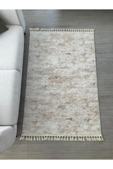 Raised Abstract Modern Area Rug – Beige in a living room