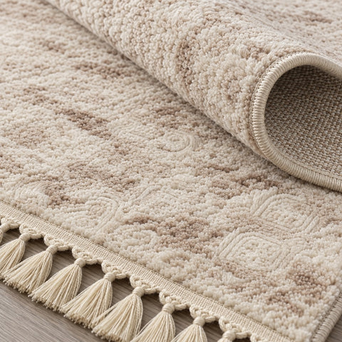 Raised Abstract Modern Area Rug – Beige – texture close-up