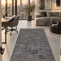 Raised Abstract Modern Area Rug – Charcoal in a office